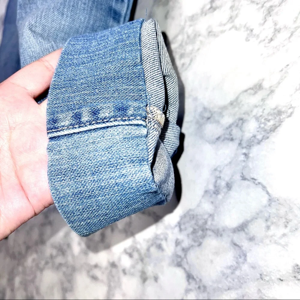 Old Navy Y2K Girls 12 Light Wash Embroider Denim Capris Stretch Adjustable Waist - Picture 7 of 11